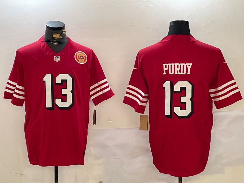 Men San Francisco 49ers 13 Purdy Red Three generations 2024 Nike Vapor Limited NFL Jersey style 8